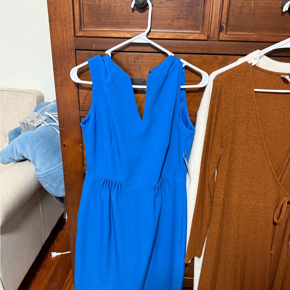 Tahari Vibrant Blue Midi Dress